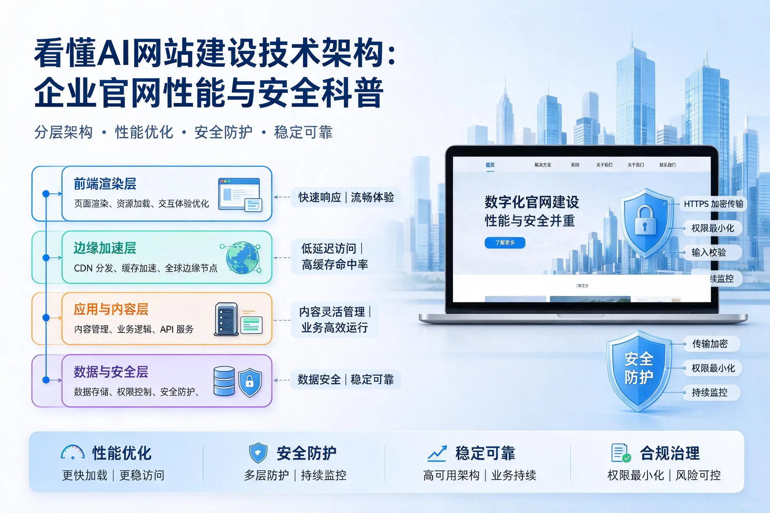 看懂AI网站建设技术架构：赤峰企业官网性能与安全科普