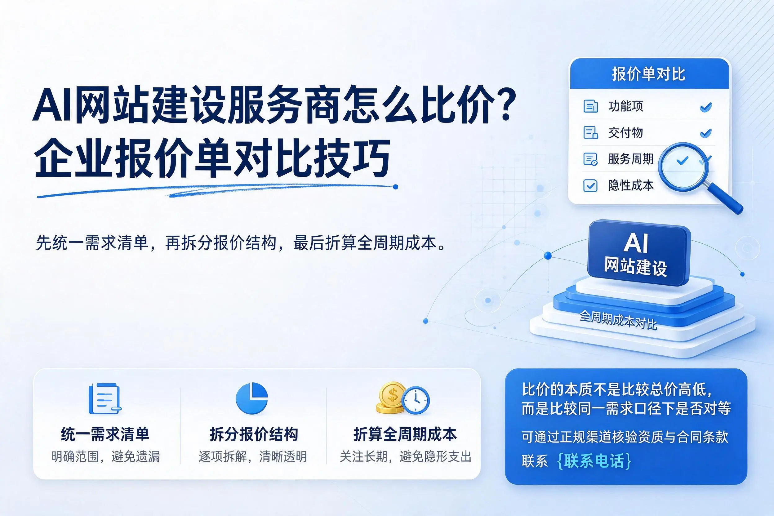 AI网站建设服务商怎么比价？赤峰企业报价单对比技巧
